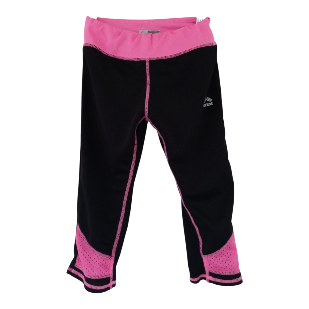 M8) RBX Girls Black & Pink Capri Leggings | Size C(6X/7)